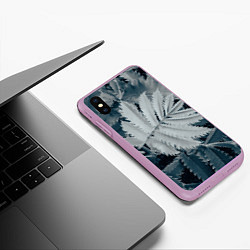 Чехол iPhone XS Max матовый Белый лист, цвет: 3D-сиреневый — фото 2