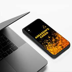 Чехол iPhone XS Max матовый Assassins Creed - gold gradient: символ сверху, цвет: 3D-черный — фото 2