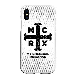 Чехол iPhone XS Max матовый My Chemical Romance с потертостями на светлом фоне, цвет: 3D-белый