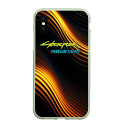 Чехол iPhone XS Max матовый Black gold cyberpunk phantom liberty, цвет: 3D-салатовый