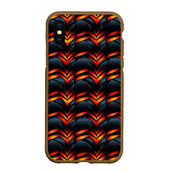 Чехол iPhone XS Max матовый Orange abstract black, цвет: 3D-коричневый