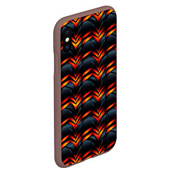 Чехол iPhone XS Max матовый Orange abstract black, цвет: 3D-коричневый — фото 2