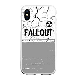 Чехол iPhone XS Max матовый Fallout glitch на светлом фоне: символ сверху