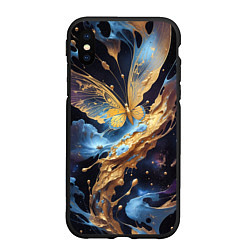 Чехол iPhone XS Max матовый Бабочка краски узор, цвет: 3D-черный