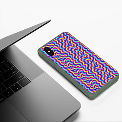 Чехол iPhone XS Max матовый Красочный фон с ползучими змеями, цвет: 3D-темно-зеленый — фото 2