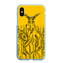 Чехол iPhone XS Max матовый Киберпанк Yellow-Black, цвет: 3D-голубой