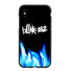 Чехол iPhone XS Max матовый Blink 182 blue fire, цвет: 3D-черный