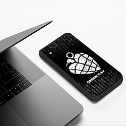 Чехол iPhone XS Max матовый Green Day с потертостями на темном фоне, цвет: 3D-черный — фото 2