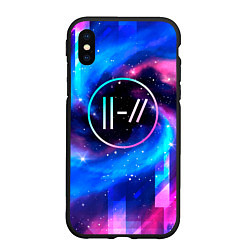 Чехол iPhone XS Max матовый Twenty One Pilots неоновый космос, цвет: 3D-черный