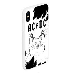 Чехол iPhone XS Max матовый AC DC рок кот на светлом фоне, цвет: 3D-белый — фото 2