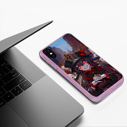 Чехол iPhone XS Max матовый Ху тао с призраками - Геншин, цвет: 3D-сиреневый — фото 2