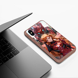 Чехол iPhone XS Max матовый Аска Ленгли и робот, цвет: 3D-коричневый — фото 2