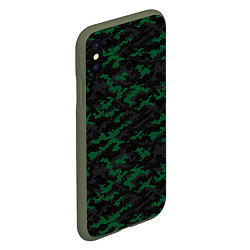 Чехол iPhone XS Max матовый Точечный камуфляжный узор Spot camouflage pattern, цвет: 3D-темно-зеленый — фото 2