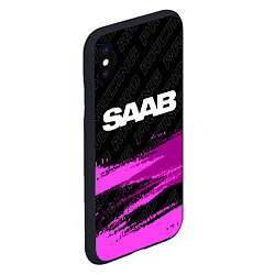 Чехол iPhone XS Max матовый Saab pro racing: символ сверху, цвет: 3D-черный — фото 2