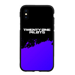 Чехол iPhone XS Max матовый Twenty One Pilots purple grunge, цвет: 3D-черный