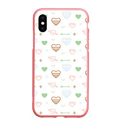 Чехол iPhone XS Max матовый Cute hearts, цвет: 3D-баблгам