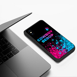 Чехол iPhone XS Max матовый Cowboy Bebop - neon gradient: символ сверху, цвет: 3D-черный — фото 2