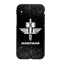 Чехол iPhone XS Max матовый Manowar с потертостями на темном фоне, цвет: 3D-черный