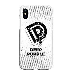 Чехол iPhone XS Max матовый Deep Purple с потертостями на светлом фоне, цвет: 3D-белый