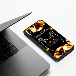 Чехол iPhone XS Max матовый Children of Bodom рок кот и огонь, цвет: 3D-черный — фото 2