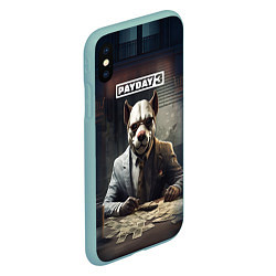 Чехол iPhone XS Max матовый Bulldog payday 3, цвет: 3D-мятный — фото 2