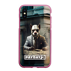 Чехол iPhone XS Max матовый Payday 3 dog, цвет: 3D-малиновый