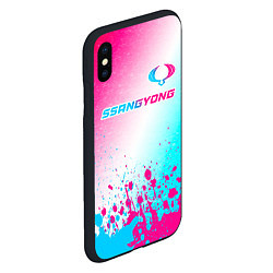 Чехол iPhone XS Max матовый SsangYong neon gradient style: символ сверху, цвет: 3D-черный — фото 2