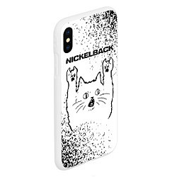 Чехол iPhone XS Max матовый Nickelback рок кот на светлом фоне, цвет: 3D-белый — фото 2
