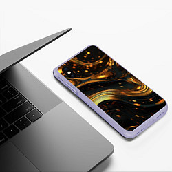 Чехол iPhone XS Max матовый Жидкое золото, цвет: 3D-светло-сиреневый — фото 2