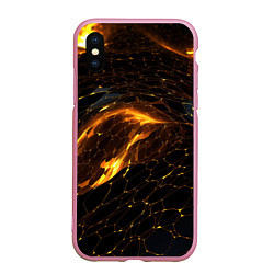 Чехол iPhone XS Max матовый Black gold texture, цвет: 3D-розовый