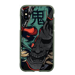 Чехол iPhone XS Max матовый Демон самурай - Они, цвет: 3D-темно-зеленый