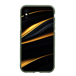 Чехол iPhone XS Max матовый Black gold texture, цвет: 3D-темно-зеленый