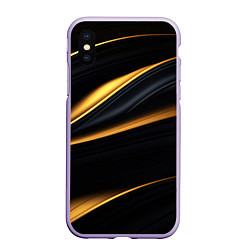 Чехол iPhone XS Max матовый Black gold texture, цвет: 3D-светло-сиреневый