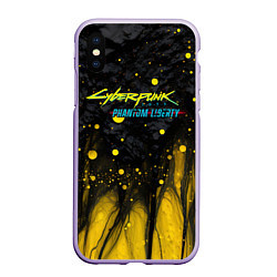 Чехол iPhone XS Max матовый Cyberpunk 2077 phantom liberty black gold