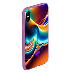 Чехол iPhone XS Max матовый Радужные линии абстракция, цвет: 3D-фиолетовый — фото 2