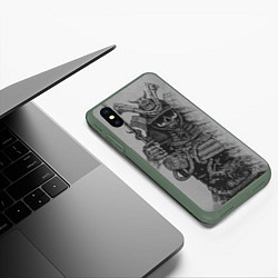 Чехол iPhone XS Max матовый Призрак Самурай, цвет: 3D-темно-зеленый — фото 2