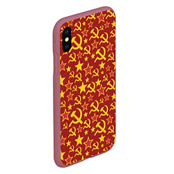 Чехол iPhone XS Max матовый СССР Серп и Молот, цвет: 3D-малиновый — фото 2