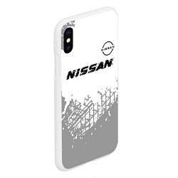 Чехол iPhone XS Max матовый Nissan speed на светлом фоне со следами шин: симво, цвет: 3D-белый — фото 2