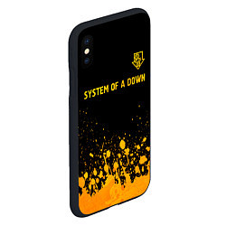 Чехол iPhone XS Max матовый System of a Down - gold gradient: символ сверху, цвет: 3D-черный — фото 2