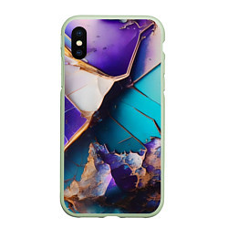 Чехол iPhone XS Max матовый Красочная ломанная текстура от нейросети, цвет: 3D-салатовый