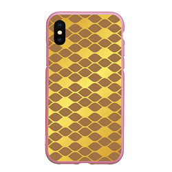 Чехол iPhone XS Max матовый Golden pattern, цвет: 3D-розовый