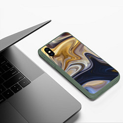 Чехол iPhone XS Max матовый Fantasy waves, цвет: 3D-темно-зеленый — фото 2