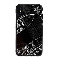 Чехол iPhone XS Max матовый Чертеж ракеты, цвет: 3D-черный