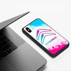 Чехол iPhone XS Max матовый Citroen neon gradient style, цвет: 3D-черный — фото 2