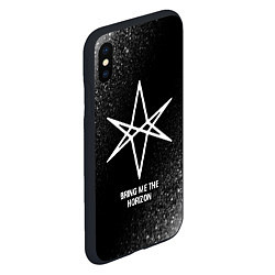 Чехол iPhone XS Max матовый Bring Me the Horizon glitch на темном фоне, цвет: 3D-черный — фото 2