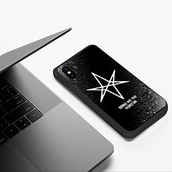 Чехол iPhone XS Max матовый Bring Me the Horizon glitch на темном фоне, цвет: 3D-черный — фото 2