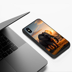 Чехол iPhone XS Max матовый Африканский слон в саванне, цвет: 3D-черный — фото 2