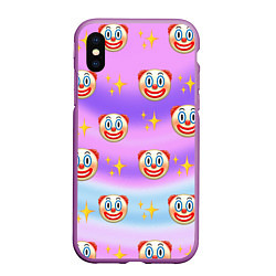 Чехол iPhone XS Max матовый Узор с Клоунами, цвет: 3D-фиолетовый