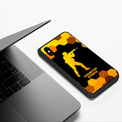 Чехол iPhone XS Max матовый Counter Strike - gold gradient, цвет: 3D-черный — фото 2