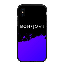 Чехол iPhone XS Max матовый Bon Jovi purple grunge, цвет: 3D-черный